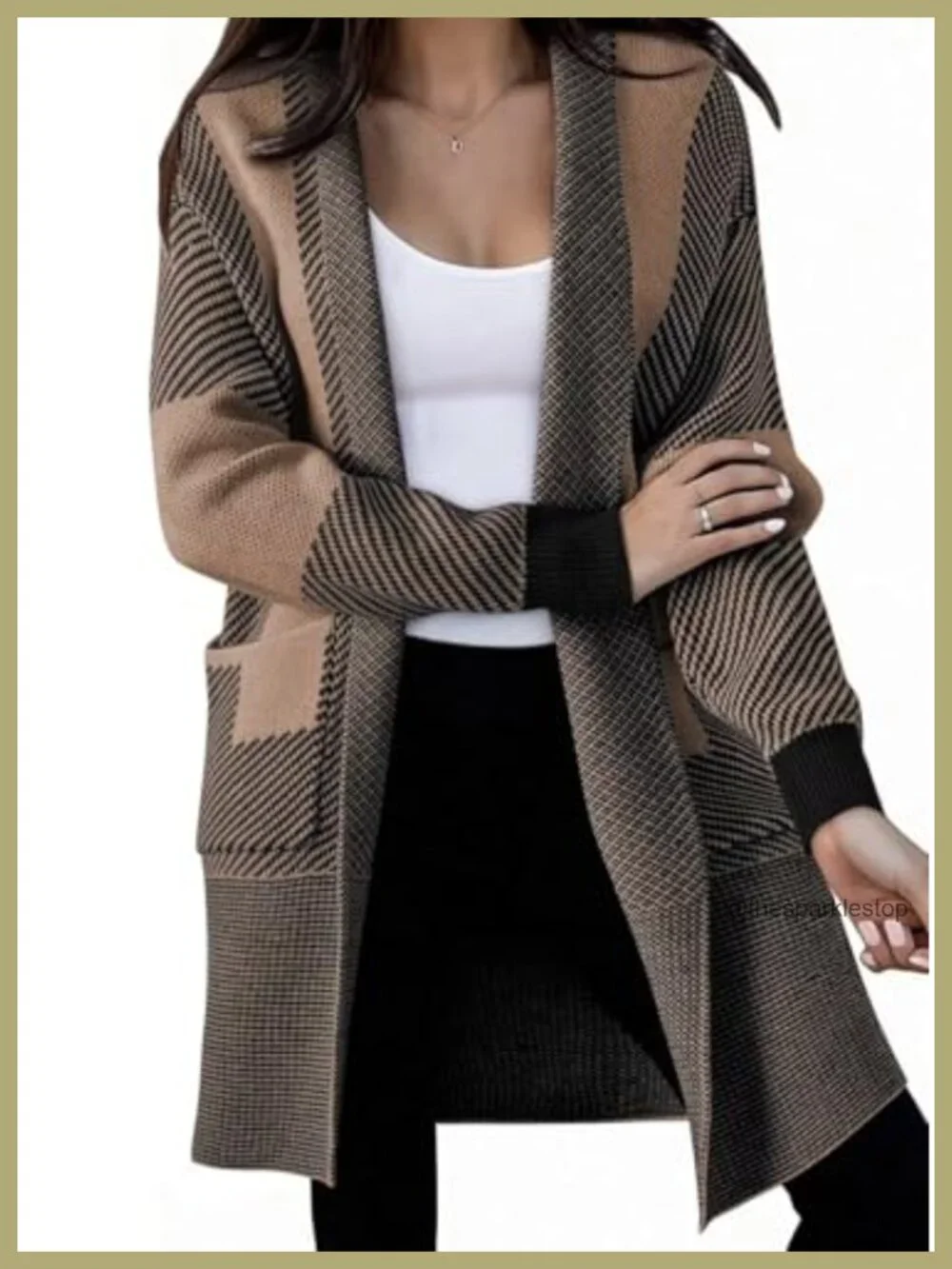 Oversized Long Cardigan Sweater with Pockets - Cozy Knit Open Front